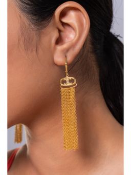 MINJI AND CO. - Gold Plated Long Cz Dangle Earrings Premium Anti Tarnish