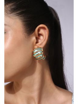 MINJI AND CO. - Green Gold Plated Enamel Finish Studs Lightweight Anti Tarnish Contemporary Design