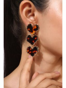 MINJI AND CO. - Multi-Color Gold Plated Heart Shape Statement Earrings Romantic Bold Design