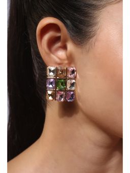 MINJI AND CO. - Multi-Color Gold Plated Multi Cz Stone Designer Earrings Premium Statement Style