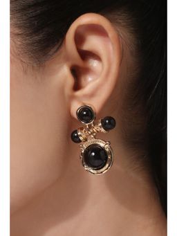 MINJI AND CO. - Gold Plated Black Cz Minimal Earrings Elegant Smart Design