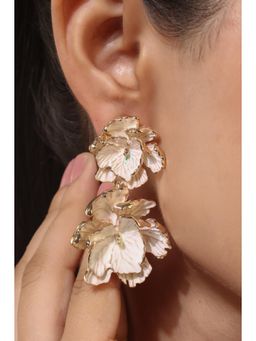 MINJI AND CO. - Gold Plated Floral Shape Drop Earrings Elegant Feminine Statement Style