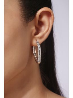 MINJI AND CO. - White Gold Plated Floral Shape Drop Earrings Elegant Feminine Statement Style