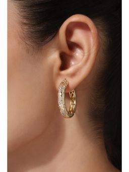 MINJI AND CO. - Gold Plated White Cz Hoop Earrings Bold Circular Statement Look