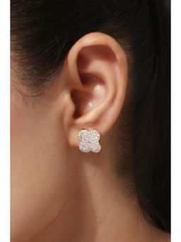 MINJI AND CO. - Gold Plated White Cz Floral Stud Earrings Delicate Feminine Finish