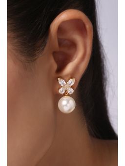 MINJI AND CO. - White Gold Plated Shell Pearl Designer Earrings Graceful Premium Finish