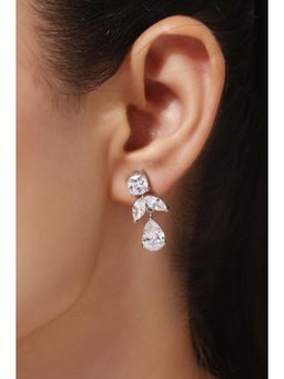 MINJI AND CO. - Silver Plated White Cz Minimal Stud Earrings Clean Sleek Design