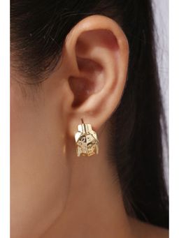 MINJI AND CO. - Gold Plated White Cz Panther Hoop Earrings Bold Designer Accent