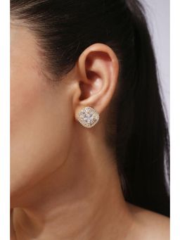 MINJI AND CO. - Gold Plated White Cz Minimal Stud Earrings Clean Premium Finish