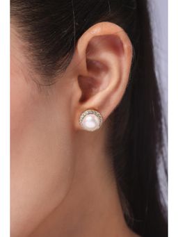 MINJI AND CO. - Gold Plated White Cz Tiny Stud Earrings Subtle Elegant Design