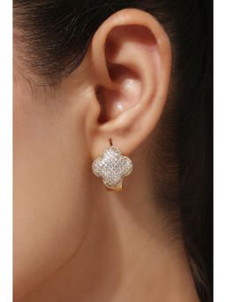 MINJI AND CO. - Gold Plated White Cz Rounded Stud Earrings Classic Smart Finish