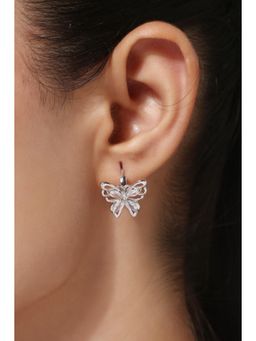 MINJI AND CO. - Silver Plated White Cz Butterfly Earrings Elegant Minimal Charm