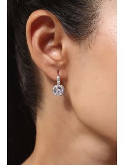 MINJI AND CO. - Silver Plated White Cz Drop Earrings Simple Refined Style
