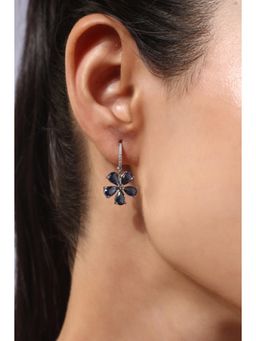 MINJI AND CO. - Silver Plated White Cz Blue Stone Drop Earrings Vibrant Accent Design