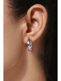 MINJI AND CO. - Multi-Color Silver Plated Multi Cz Stone Stud Earrings Sparkling Statement Look