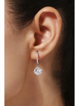 MINJI AND CO. - Silver Plated White Cz Hanging Earrings Minimal Elegant Appeal