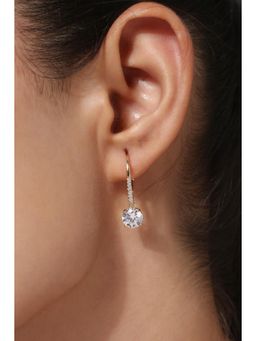 MINJI AND CO. - Gold Plated White Cz Hanging Earrings Modern Statement Finish