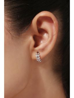 MINJI AND CO. - Silver Plated White Cz Mini Hoop Earrings Lightweight Chic Design