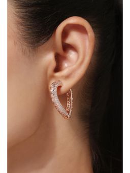 MINJI AND CO. - Rose Gold Plated White Cz Hoop Earrings Premium Smooth Finish