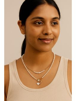 JEWELZ - White Vintage-Style Pearl Heart Toggle Necklace (Pack of 2)