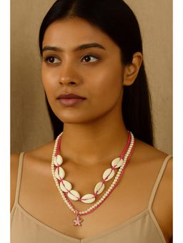JEWELZ - Pink White Shell Choker and Pearl Starfish Pendant Set (Pack of 2)
