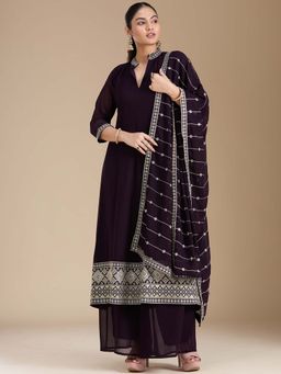 Koskii - Purple Kurta with Palazzo and Dupatta