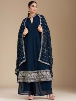 Koskii - Teal Kurta with Palazzo and Dupatta