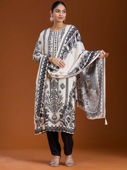 Koskii - Off White Printed Kurta with Pant and Dupatta