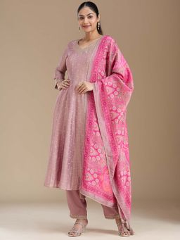 Koskii - Pink Anarkali Kurta with Pant and Dupatta