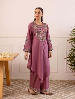 Autumnlane - Lavender Stravi Cameo Embroidery Kurta with Pant