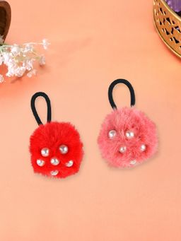 Estele - Multicolor Fluffy Fur Rubber Bands for Women or Girl Pack of 2