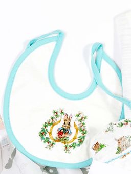 THE BABY TRUNK - Infant Organic Cotton Peter Rabbit Teal Bib (0-12 M)