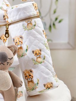 THE BABY TRUNK - Infant Leo Print Egyptian Cotton Bottle Cover (Small- 150ml) (0-12 M)