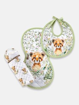 THE BABY TRUNK - Infant Leo Print Egyptian Cotton Baby Feed Set (Pack of 3)
