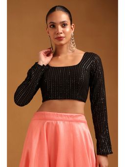 Soch - Women's Black Georgette Sequins Embellished Stitched Blouse