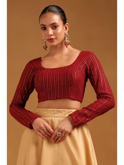 Soch - Women's Maroon Georgette Sequins Embellished Stitched Blouse