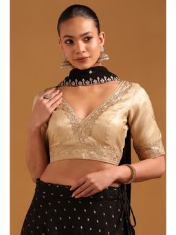 Soch - Women's Beige Tussar Chevrons Sequins Stitched Blouse