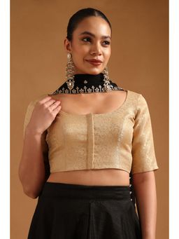 Soch - Women's Beige Tussar Ethnic Motifs Zari Woven Stitched Blouse
