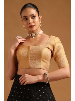 Soch - Women's Gold Tussar Ethnic Motifs Zari Woven Stitched Blouse