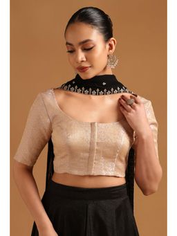 Soch - Women's Cream Tussar Ethnic Motifs Zari Woven Stitched Blouse