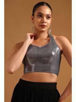 Soch - Women's Grey Georgette Embellished Stitched Blouse