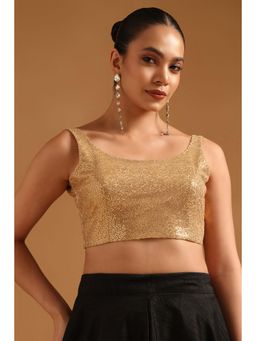 Soch - Women's Gold Georgette Embellished Sequins Stitched Blouse
