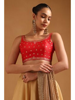 Soch - Women's Red Tussar Embellished Sequins Stitched Blouse