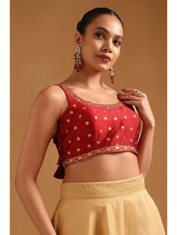 Soch - Women's Maroon Tussar Embellished Sequins Stitched Blouse