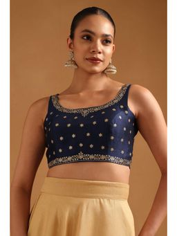 Soch - Women's Navy Blue Tussar Embellished Sequins Stitched Blouse