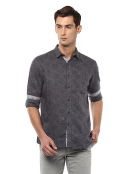 Allen Solly - Men's Grey Printed Full Sleeves Casual Shirt