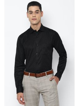 Allen Solly - Men's Black Regular Fit Printed Full Sleeves Formal Shirt