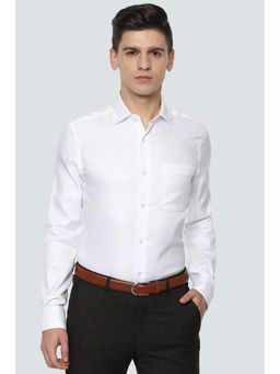 Louis Philippe - Men's White Solid Full Sleeves Formal Shirt