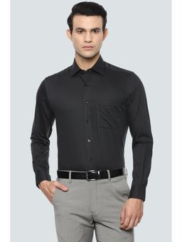 Louis Philippe - Men's Black Stripes Full Sleeves Formal Shirt