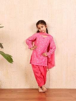 Evaraah - Pink Ayra Chanderi Kurta with Salwar & Dupatta